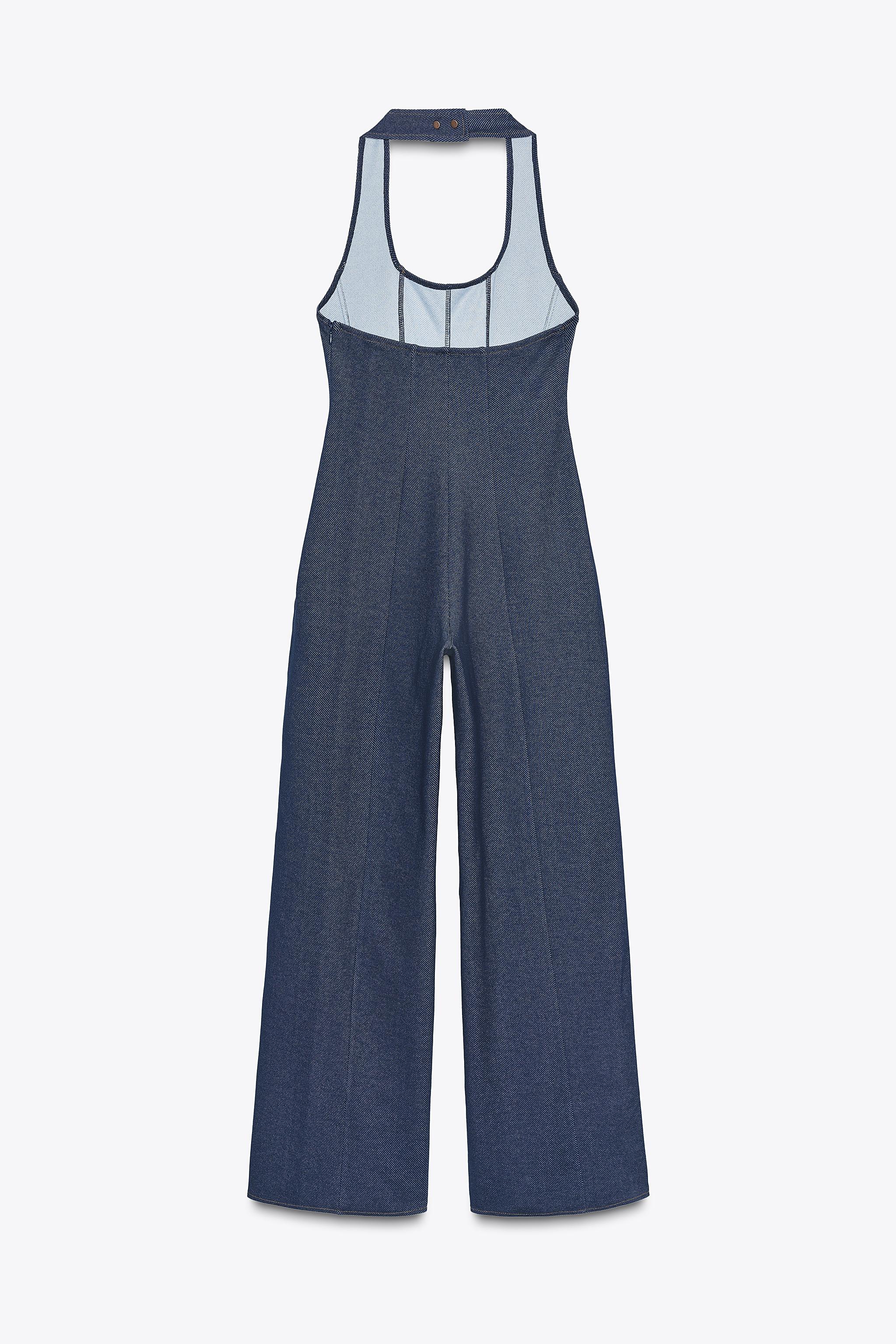 TWILL JUMPSUIT WITH TOPSTITCHING